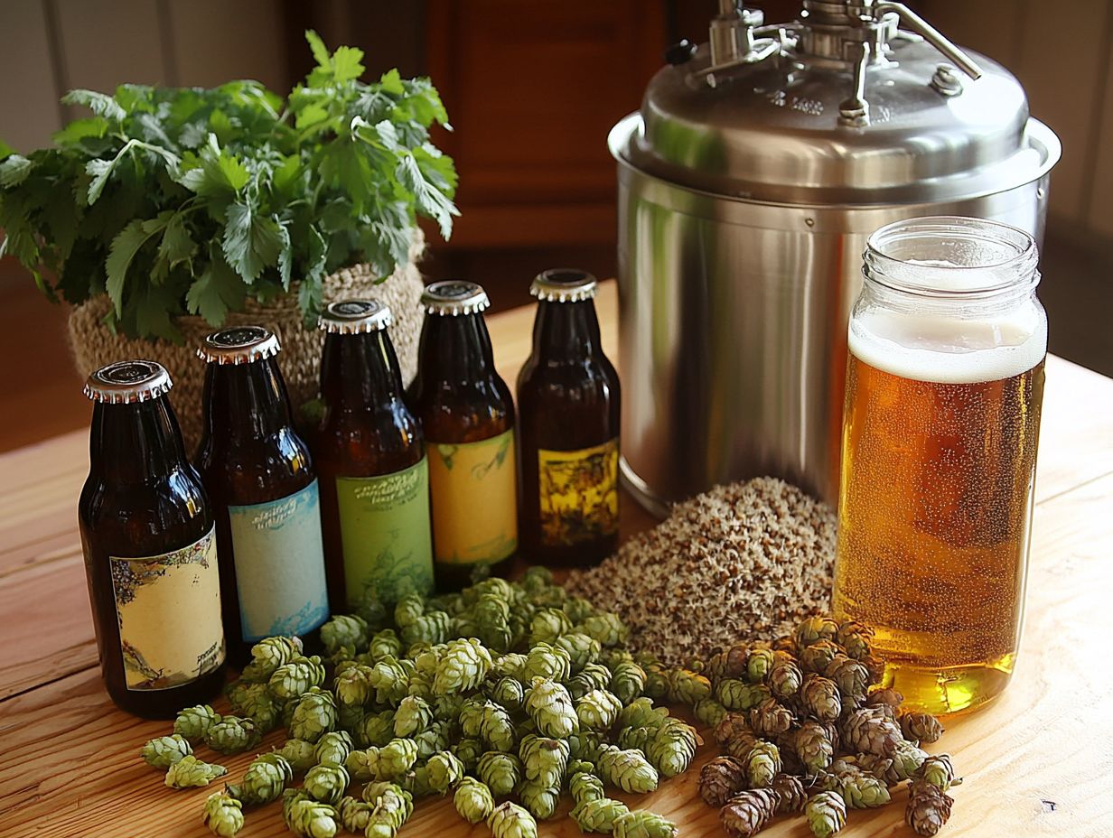 An assortment of ingredients for home brewing IPAs