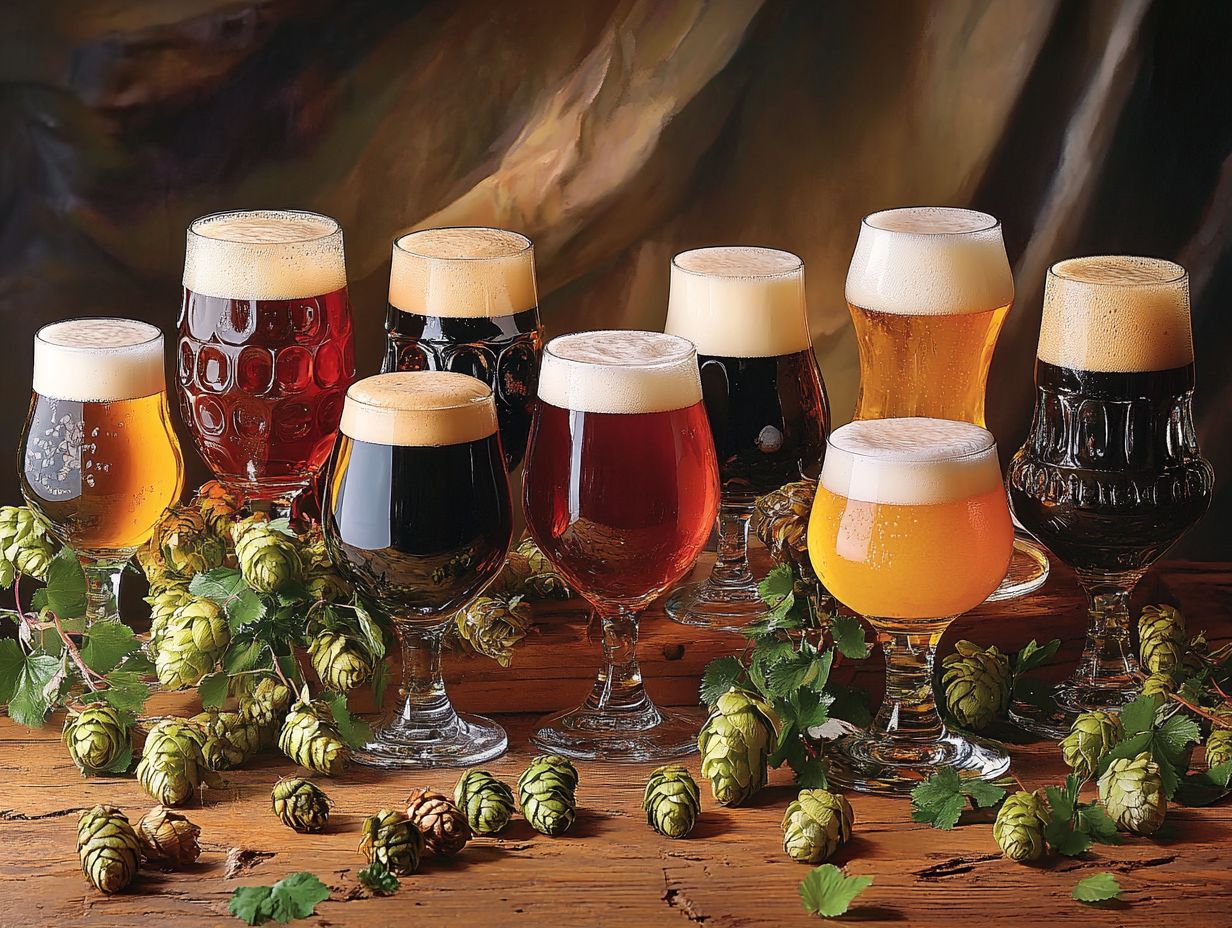 An assortment of various beer styles showcased in a colorful display.