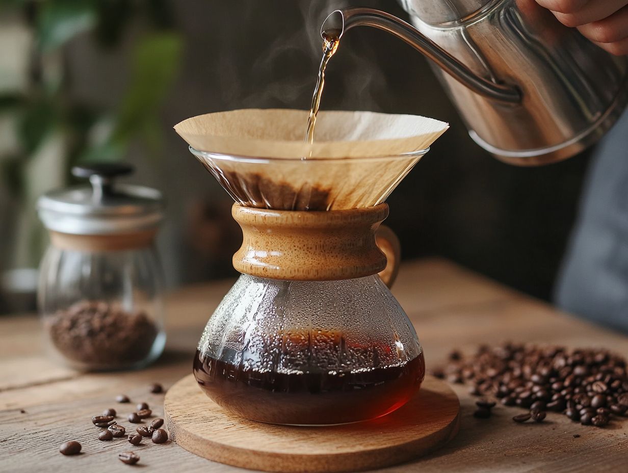 Chemex coffee brewing method for low-acid coffee