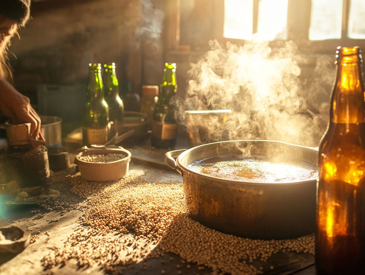 Image depicting various ingredients used in beer brewing