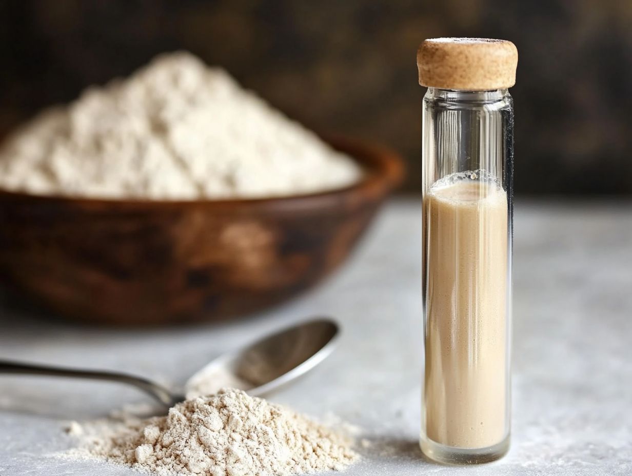 A bowl with frothy yeast mixture ready for baking