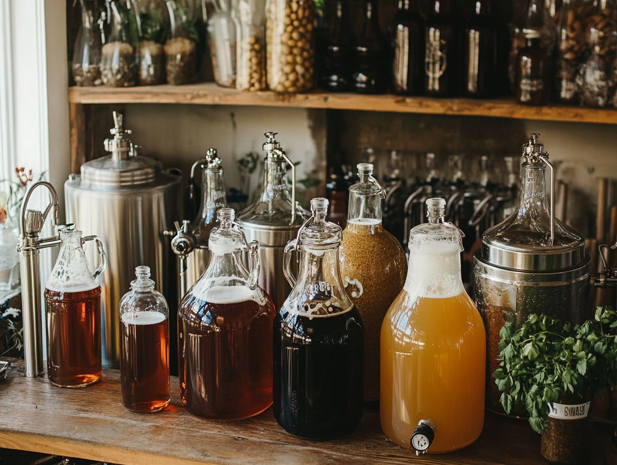 Glass fermentation vessels in use, showcasing their transparency and fragility.