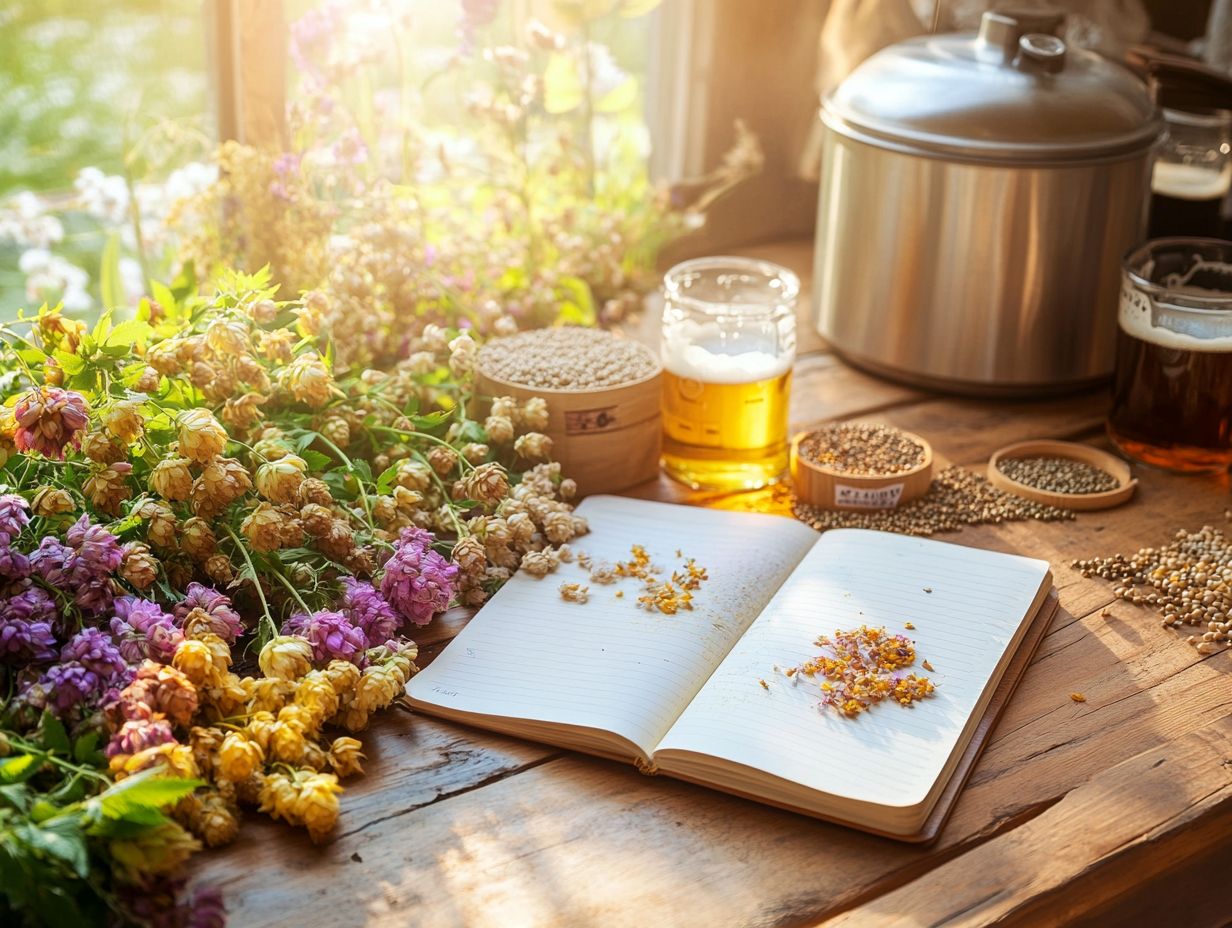 Illustration of various hop types used in brewing