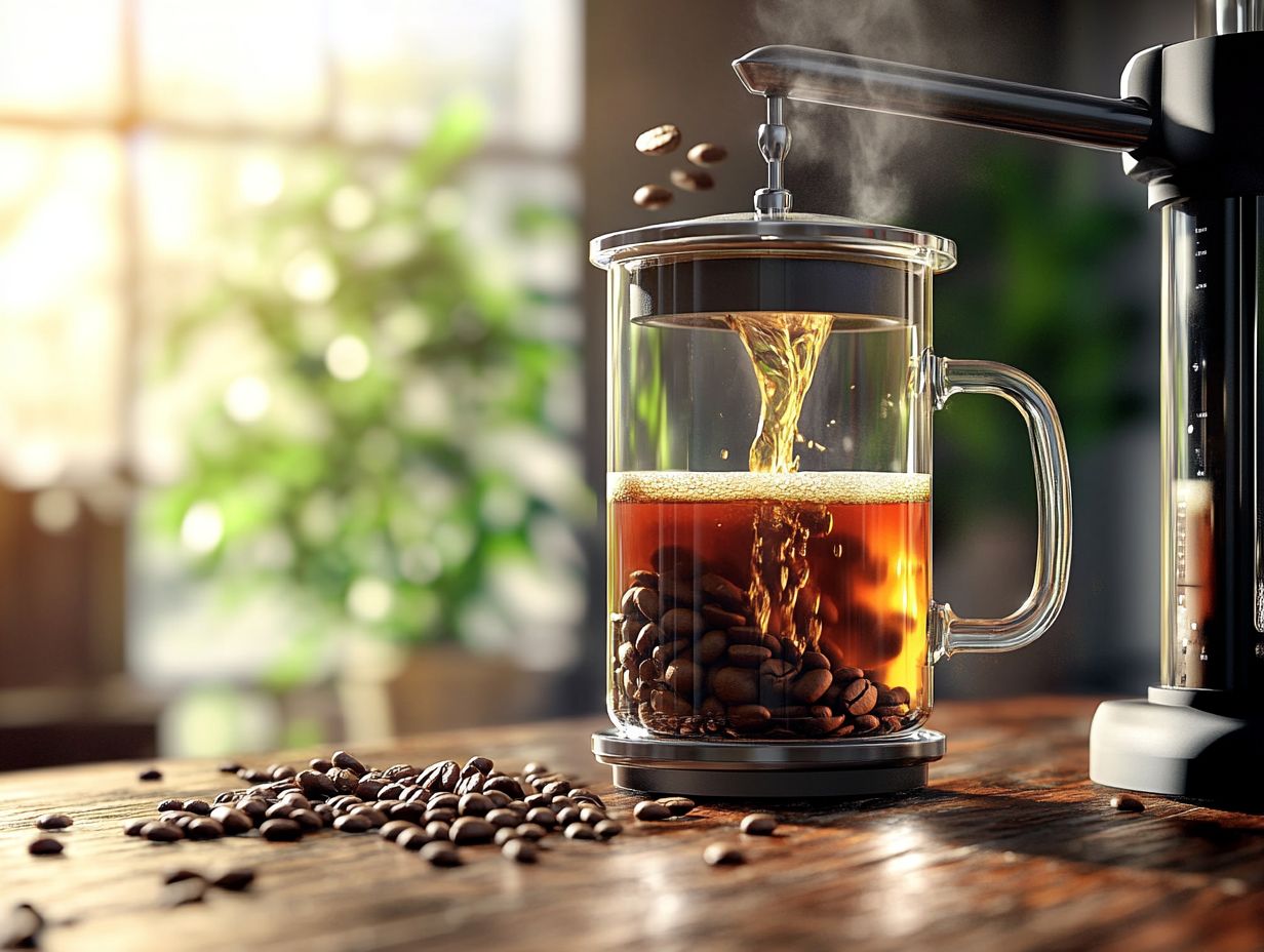 A delicious cup of French press coffee made with quality beans