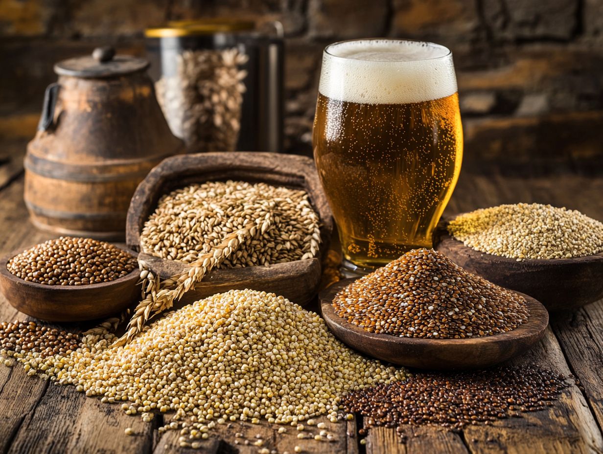 A selection of alternative grains for brewing craft beer.