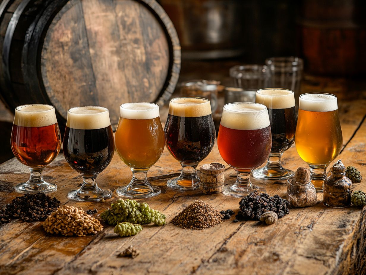 A colorful array of Belgian ales showcasing their rich flavors and styles.