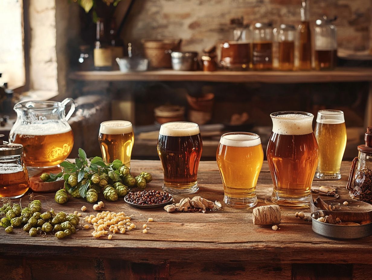 A variety of Belgian beers paired with different foods