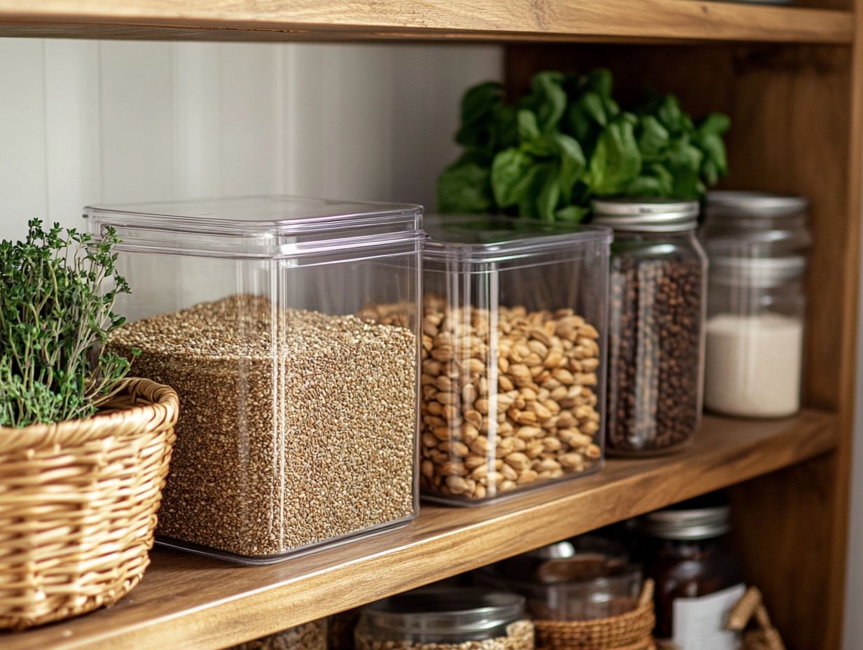 Proper storage of ingredients in kitchen containers