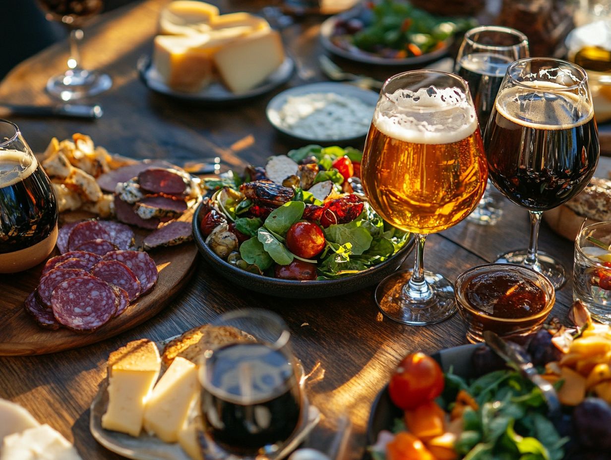 Image depicting a variety of food and beer pairings