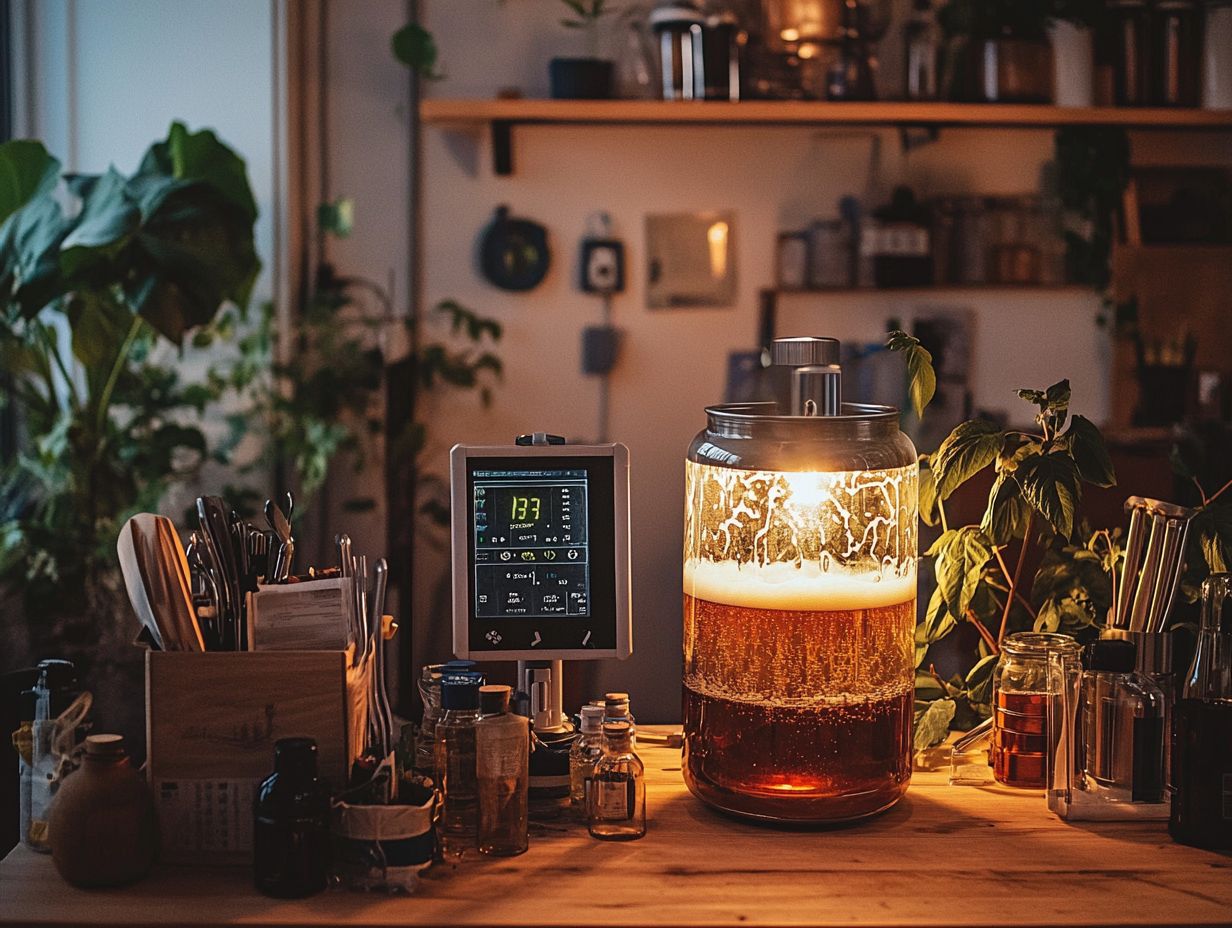 Illustration of the bottling process in home brewing.