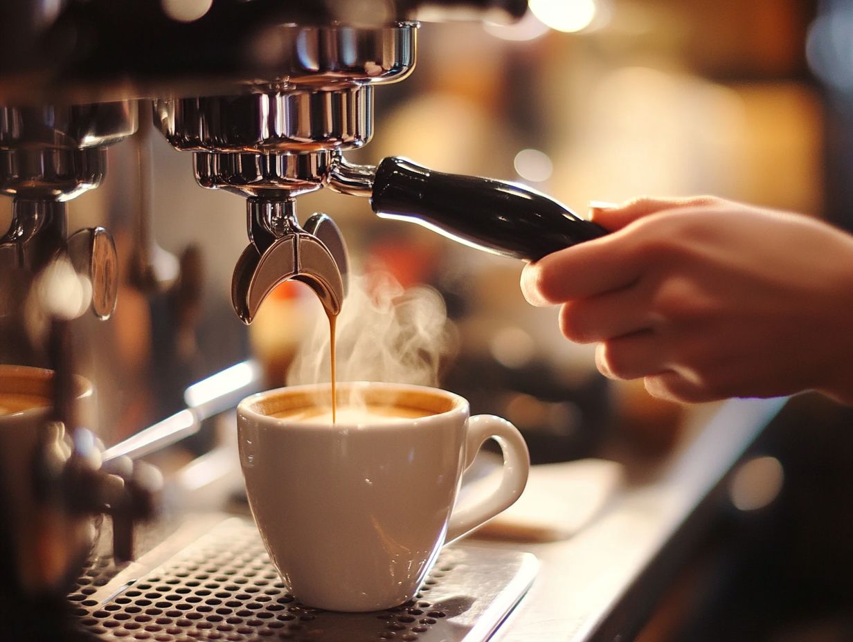 Barista demonstrating espresso brewing techniques.