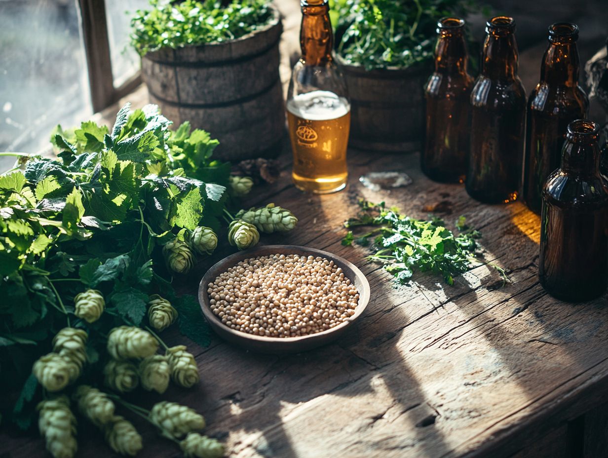 A variety of local ingredients used in craft beer production.