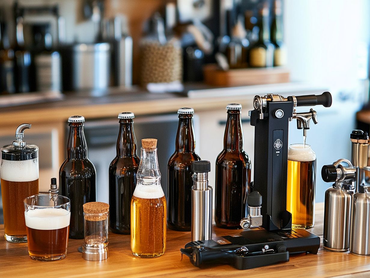 Various types of bottling equipment suitable for home brewers.