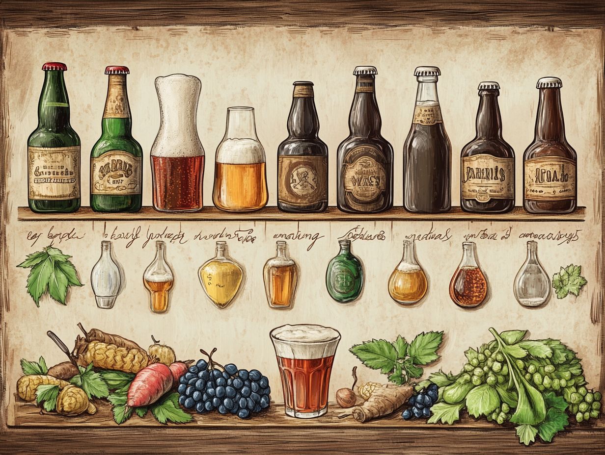 A collage showcasing various craft beer styles influenced by cultural traditions.