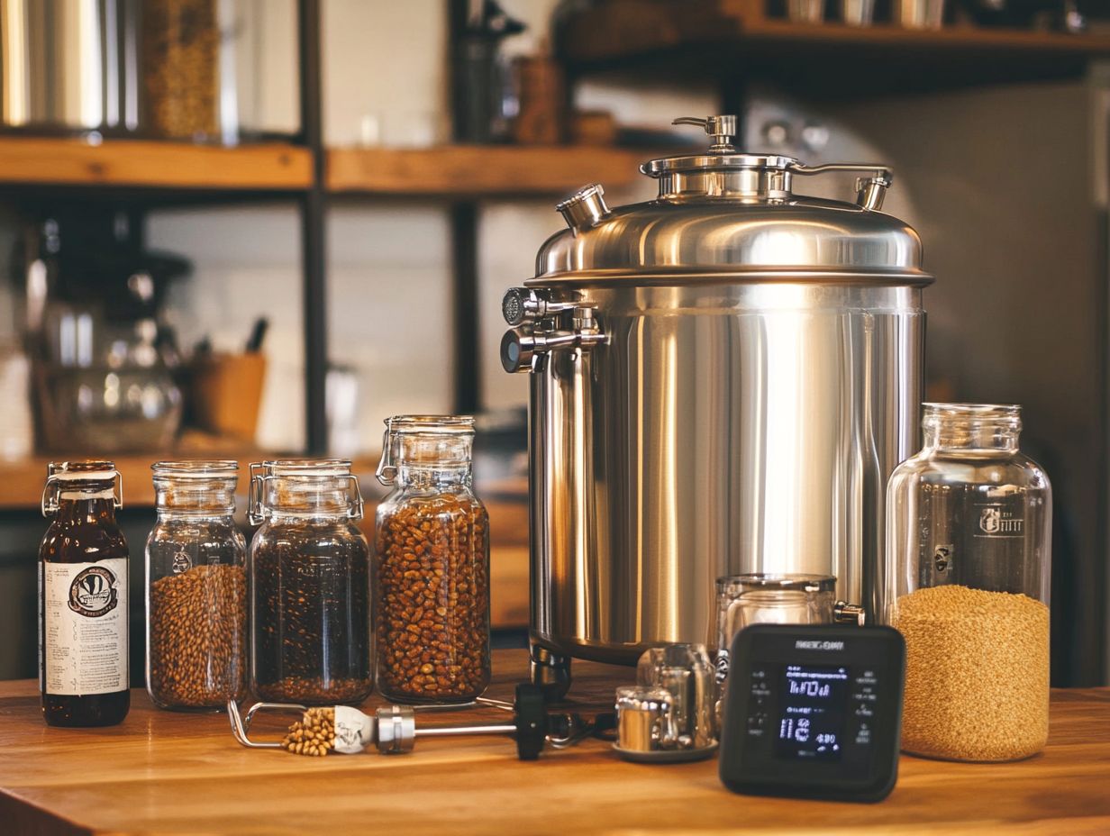 Top 10 Brewing Accessories for Advanced Brewers, featuring a high-quality thermometer, hydrometer, and more.