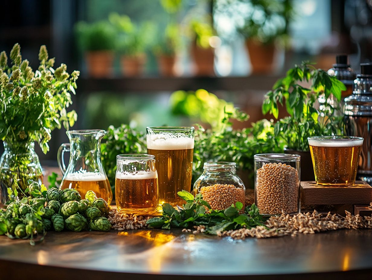 An assortment of fruits and spices used in brewing to enhance flavor