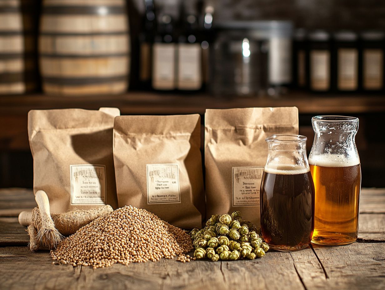 Illustration of key ingredients for brewing ales