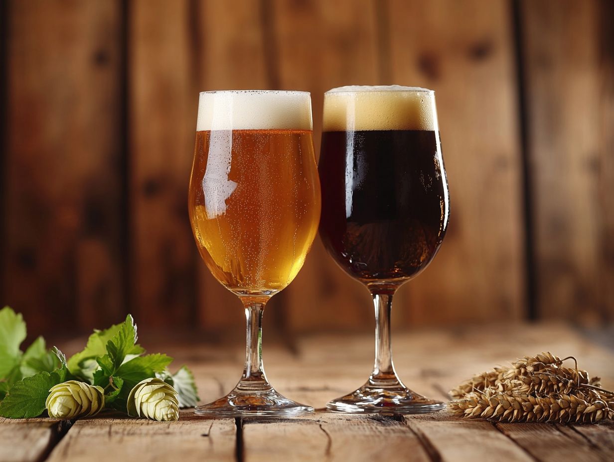 A selection of ales and lagers in different glassware.