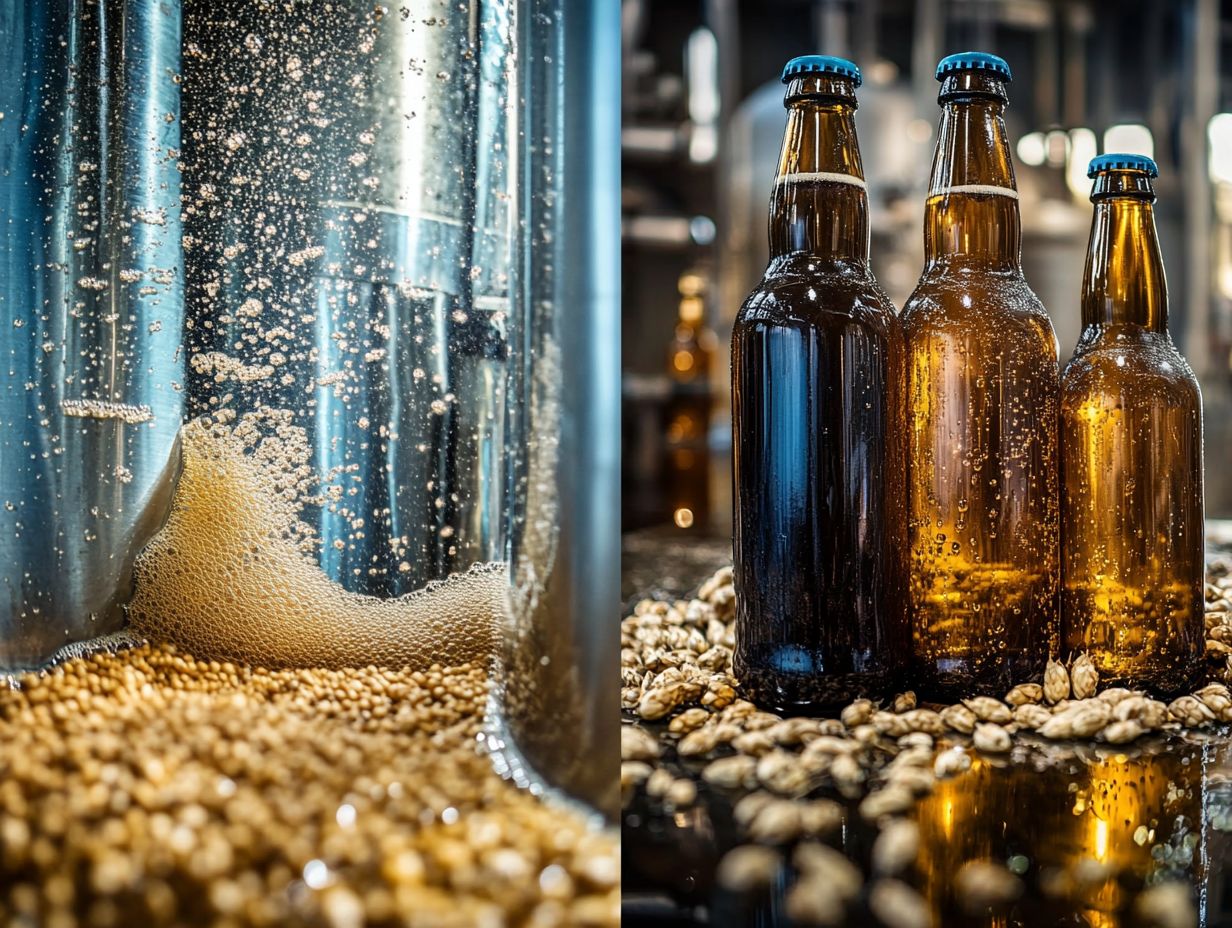 Visual comparison of fermentation and conditioning processes in brewing.